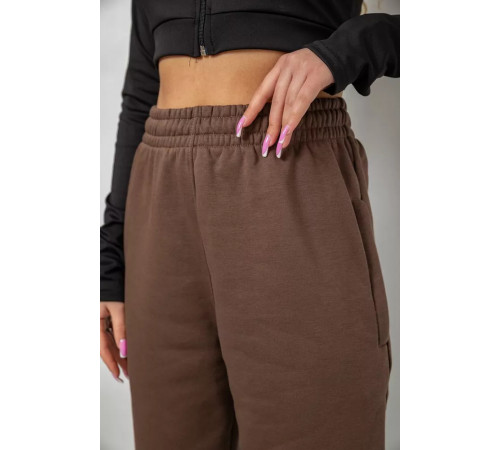 Спортивные брюки женские на флисе, цвет коричневый, 102R415-1.