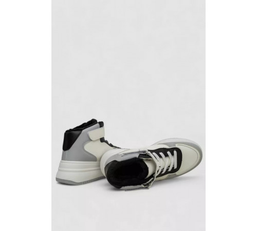 Кроссовки женские зимние на меху, цвет бело-серый, 248RAM03-86