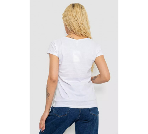 Футболка жіноча з патріотичним принтом, колір білий, 244R2213-1