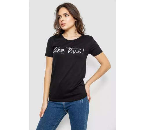 Футболка жіноча з принтом, колір чорний, 244R501