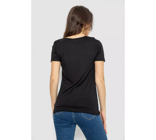 Футболка жіноча з принтом, колір чорний, 244R501