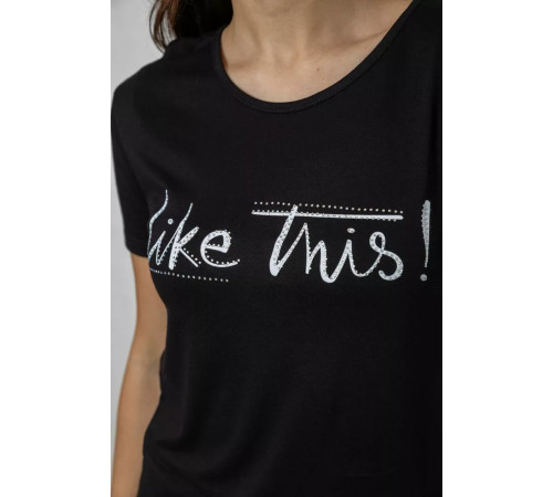 Футболка жіноча з принтом, колір чорний, 244R501