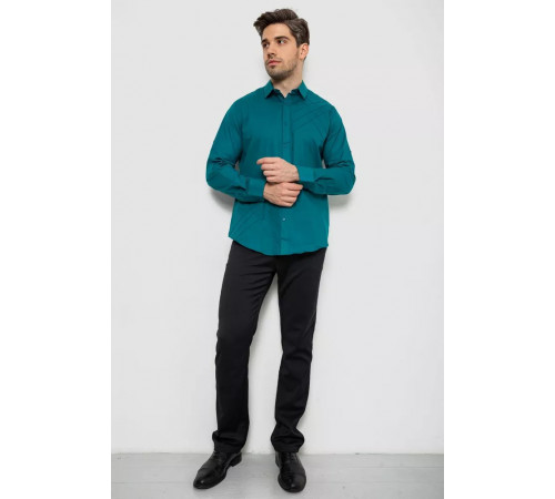 Рубашка мужская однотонная, цвет изумрудный, 214R7466