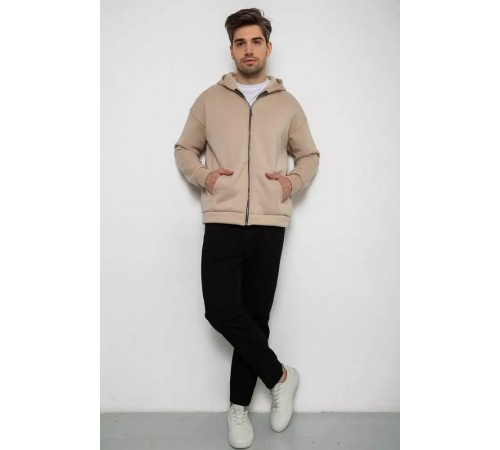 Кофта мужская на флисе с капюшоном, цвет светло-бежевый, 238R58698. Кофта мужская на флисе с капюшоном, цвет светло-бежевый, 238R58698.