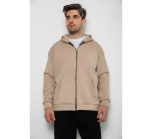 Кофта мужская на флисе с капюшоном, цвет светло-бежевый, 238R58698.
