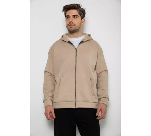 Кофта мужская на флисе с капюшоном, цвет светло-бежевый, 238R58698. Кофта мужская на флисе с капюшоном, цвет светло-бежевый, 238R58698.