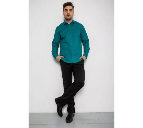 Сорочка чоловіча однотонна, колір зелений, 214R7466-1