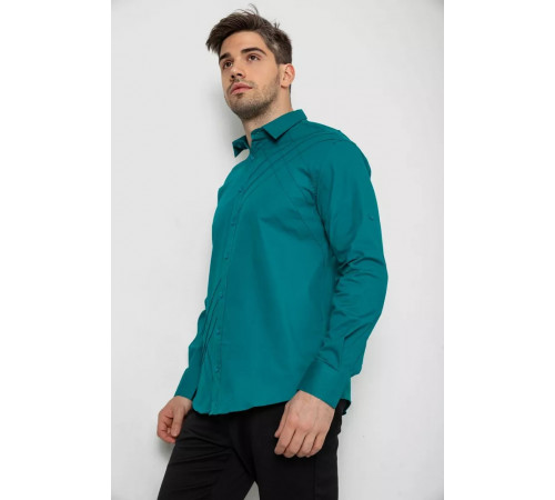 Сорочка чоловіча однотонна, колір зелений, 214R7466-1