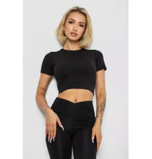 Футболка - топ женская в рубчик, цвет черный, 238R58210