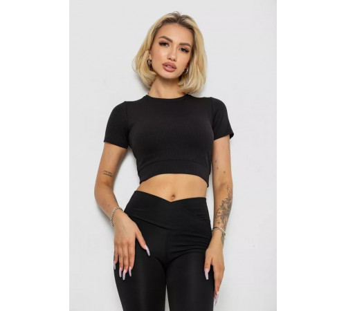 Футболка - топ жіноча в рубчик, колір чорний, 238R58210