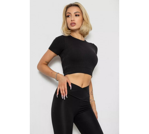 Футболка - топ жіноча в рубчик, колір чорний, 238R58210