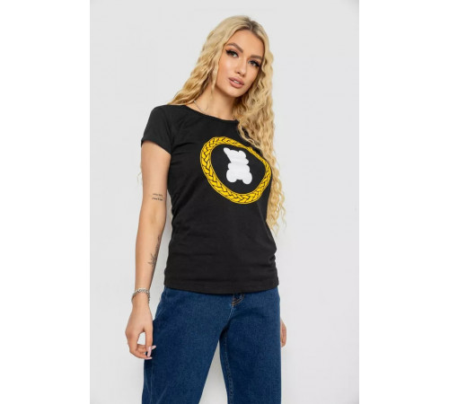 Женская футболка с принтом, цвет черный, 244R2216