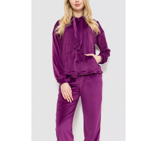 Спорт костюм женский велюровый, цвет фиолетовый, 177R022