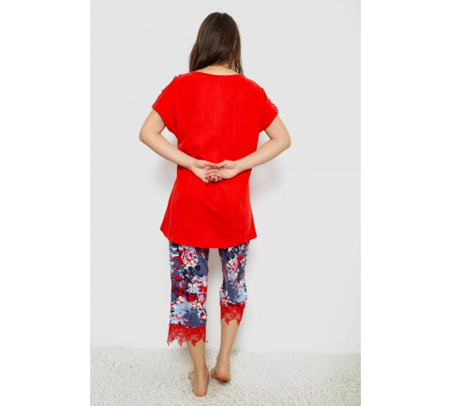 Женская пижама с принтом, цвет красный, 243R1602-006