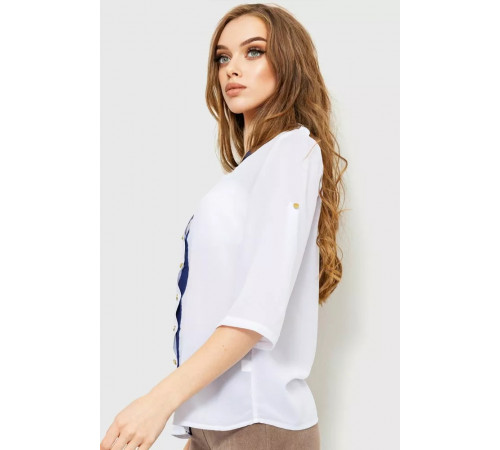 Блуза класична, колір біло-синій, 230R111