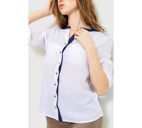 Блуза класична, колір біло-синій, 230R111