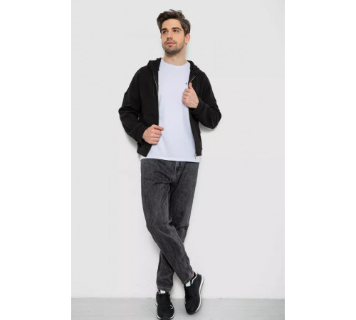 Кофта чоловіча на блискавці з капюшоном, колір чорний, 238R103