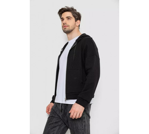 Кофта чоловіча на блискавці з капюшоном, колір чорний, 238R103