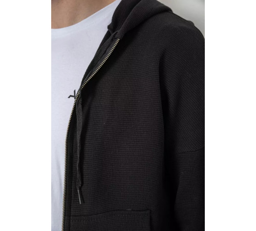 Кофта чоловіча на блискавці з капюшоном, колір чорний, 238R103