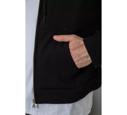 Кофта чоловіча на блискавці з капюшоном, колір чорний, 238R103