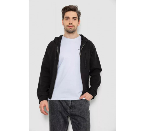 Кофта чоловіча на блискавці з капюшоном, колір чорний, 238R103