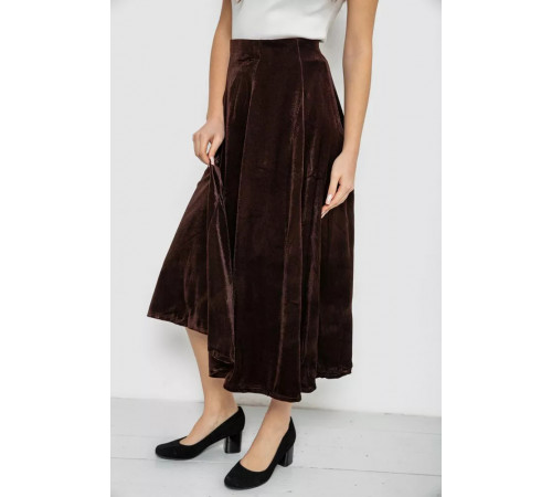 Юбка бархатная годе, цвет коричневый, 167R375