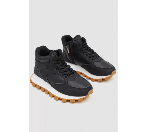 Кроссовки женские на меху, цвет черный, 243RGM92