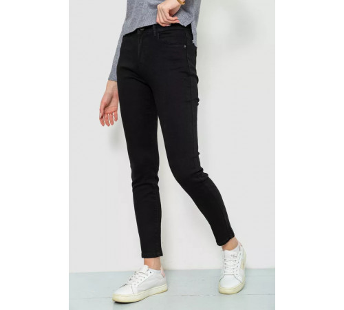Джинсы женские однотонные, цвет черный, 244R2056