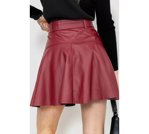Спідниця з екошкіри, колір бордовий, 186R5210