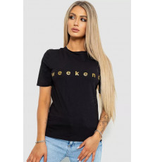 Женская футболка с принтом, цвет черный, 238R57378