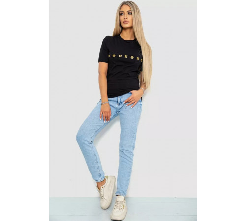 Женская футболка с принтом, цвет черный, 238R57378