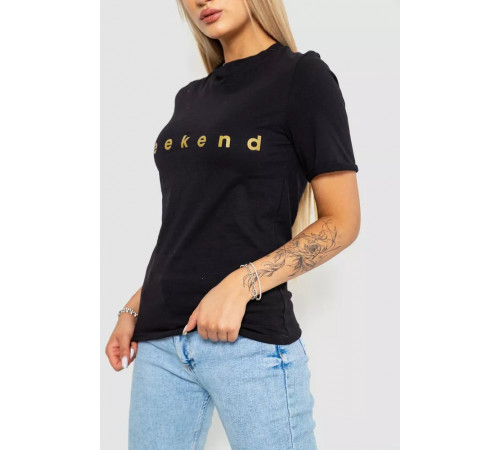 Женская футболка с принтом, цвет черный, 238R57378