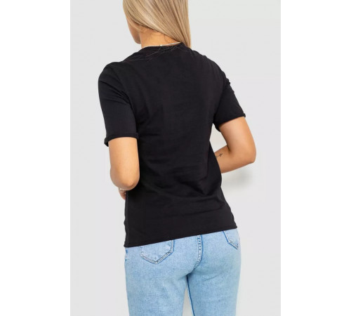 Женская футболка с принтом, цвет черный, 238R57378