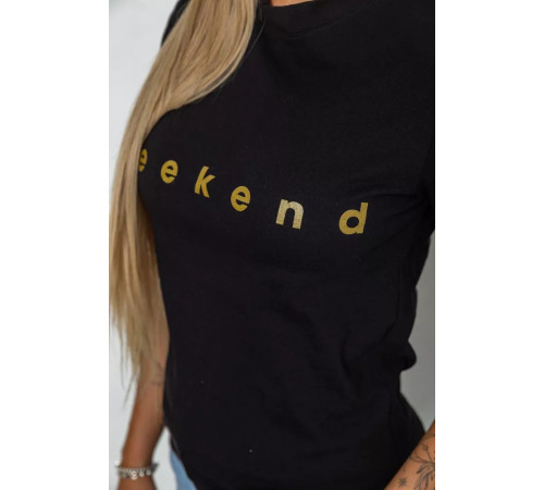 Женская футболка с принтом, цвет черный, 238R57378