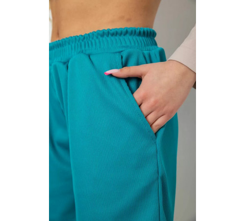 Шорты женские в рубчик, цвет темно-бирюзовый, 238R110