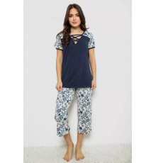 Жіноча піжама з принтом, колір синій, 243R1602-001