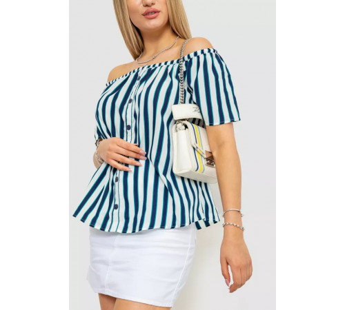 Блуза в полоску, цвет серо-синий, 244R088-1.