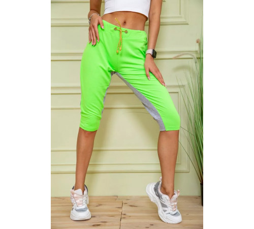 Жіночі шорти на резинці і зав'язках, сіро-салатового кольору, 167R2-5