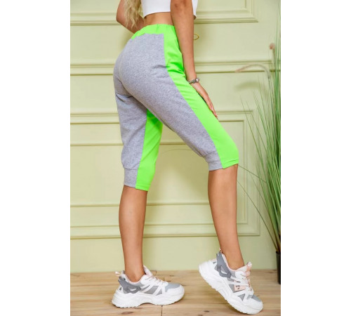 Жіночі шорти на резинці і зав'язках, сіро-салатового кольору, 167R2-5