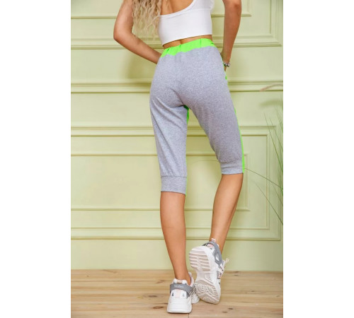 Жіночі шорти на резинці і зав'язках, сіро-салатового кольору, 167R2-5