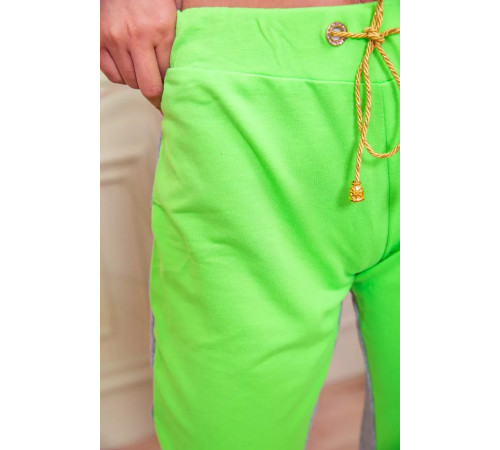 Жіночі шорти на резинці і зав'язках, сіро-салатового кольору, 167R2-5