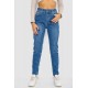 Джинси жіночі Mom-fit стрейч, колір синій, 244R1133