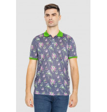 Поло чоловіче з принтом, колір сіро-зелений, 247R312