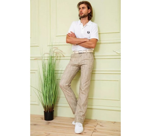 Чоловічі літні штани, вільного крою, бежевого кольору, 167R7055-1