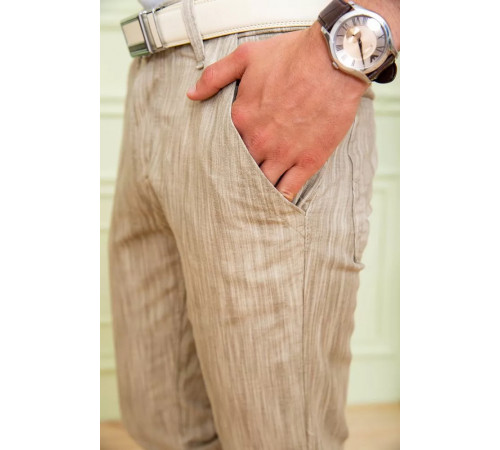 Чоловічі літні штани, вільного крою, бежевого кольору, 167R7055-1