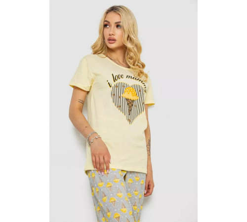 Женская пижама с принтом, цвет желтый, 243R6001.