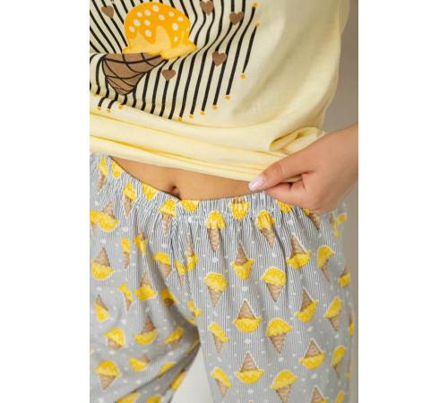 Женская пижама с принтом, цвет желтый, 243R6001.