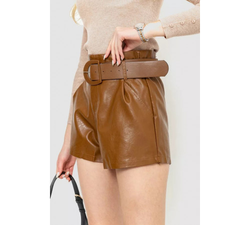 Шорты женские из экокожи, цвет коричневый, 186R6750
