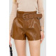 Шорты женские из экокожи, цвет коричневый, 186R6750