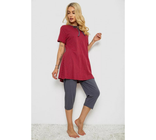 Пижама женская с принтом, цвет бордовый, 243R10391.